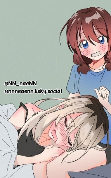 Danbooru tags: 2girls black_camisole black_shorts blue_shirt bluesky_username blush brown_hair camisole closed_eyes commentary_request girls_band_cry grey_hair iseri_nina kawaragi_momoka korean_commentary lap_pillow long_hair low_twintails multicolored_hair multiple_girls nn_naenn open_mouth roots_(hair) shirt short_hair short_twintails shorts sidelocks spaghetti_strap strap_slip twintails twitter_username yuri