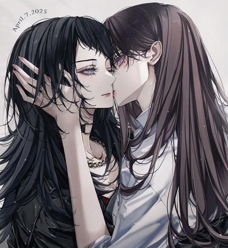 Danbooru tags: 2girls bang_dream! bang_dream!_it's_mygo!!!!! black_choker black_hair black_jacket blackfangs breasts brown_hair choker cleavage closed_mouth commentary_request dated hand_on_another's_cheek hand_on_another's_face highres hug jacket long_hair mole mole_under_eye multiple_girls o-ring o-ring_choker purple_eyes shiina_taki upper_body white_jacket yahata_umiri yuri