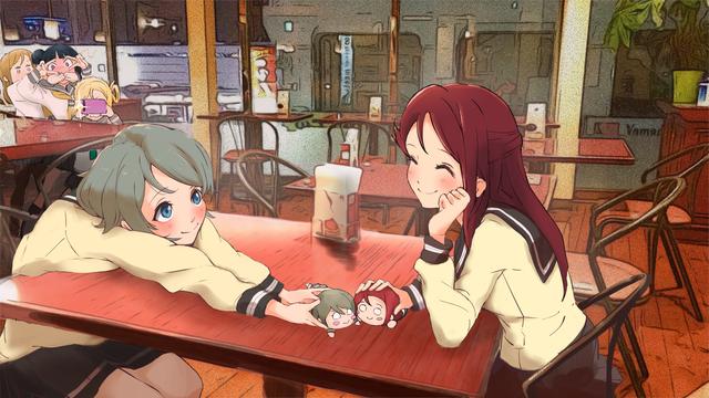 Danbooru tags: 5girls ^_^ bad_id bad_pixiv_id blonde_hair blue_eyes blush brown_hair cellphone chair character_and_character_item character_doll clenched_hand closed_eyes commentary_request covering_another's_mouth doll double_v grey_hair hair_bun hair_rings half_updo hand_over_another's_mouth head_rest highres himejoshi holding holding_phone indoors kunikida_hanamaru leaning_on_table long_hair long_sleeves looking_at_another love_live! love_live!_sunshine!! mos_burger multiple_girls napkin_holder neckerchief nesoberi ohara_mari phone restaurant sakurauchi_riko sansensui school_uniform serafuku shirt short_hair single_side_bun sitting skirt slice_of_life smartphone smile table taking_picture tsushima_yoshiko uranohoshi_school_uniform v v_over_eye watanabe_you white_shirt winter_uniform yellow_neckerchief yuri