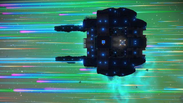 NMS Hypatia from above, in silhouette, with the saucer looking as round as a bunch of cubes can possibly muster. I'm so happy.