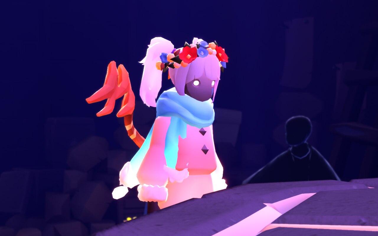 A screenshot from Sky Children of the Light, taken on steam deck with the in game camera. The subject is a sky kid strongly resembling Frieren from the anime of the same name.