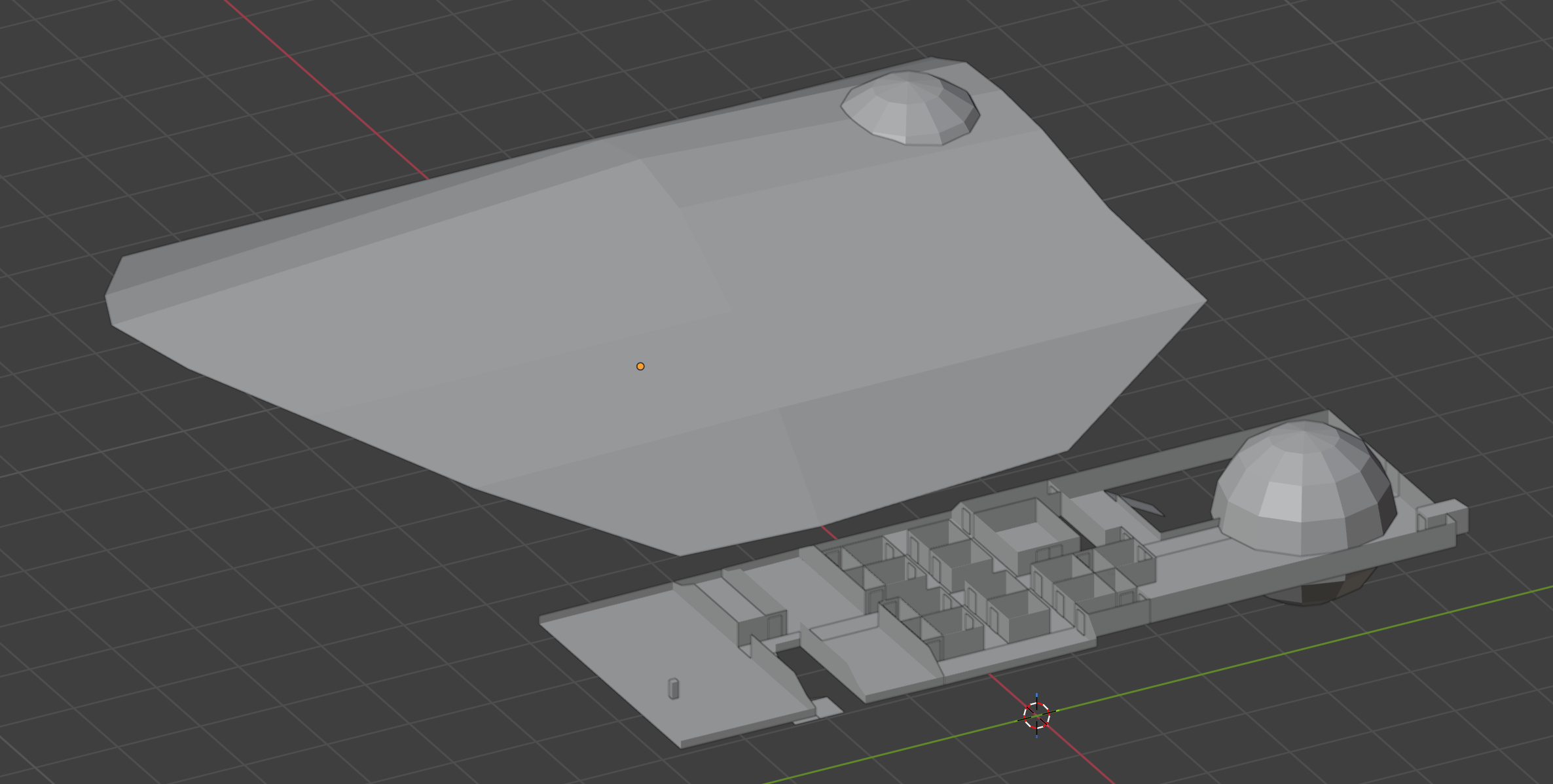 3D modeled ship and next to it a 3D modeled deck layout.