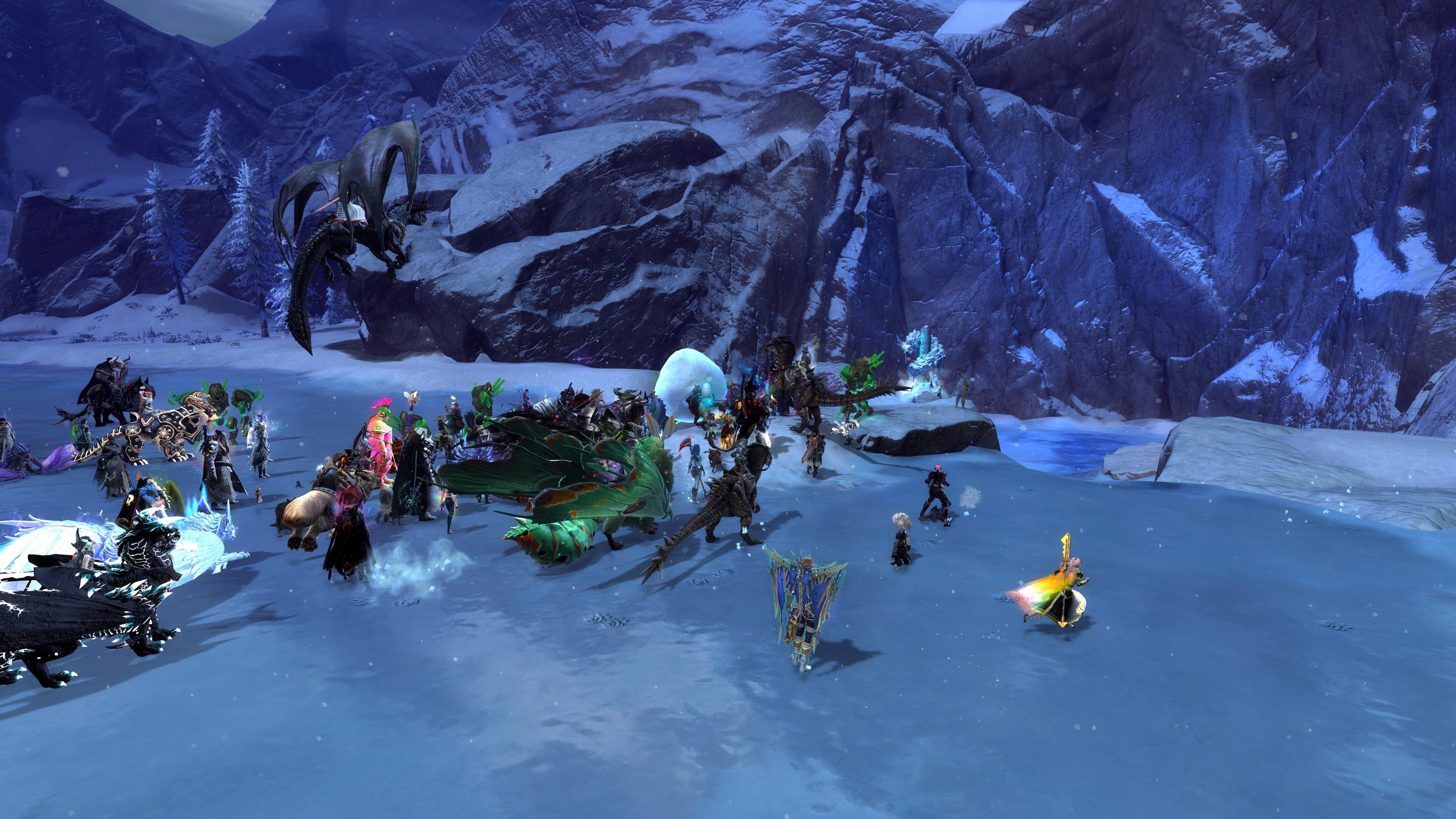 A screenshot from Guild Wars 2 filled with people
